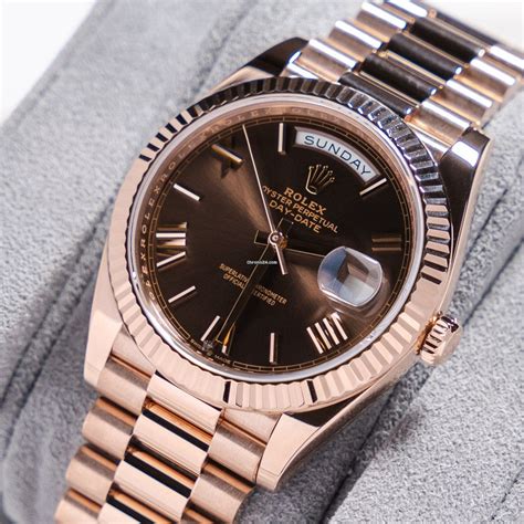 rolex day date rose gold chocolate dial price|rolex day date 40 everose.